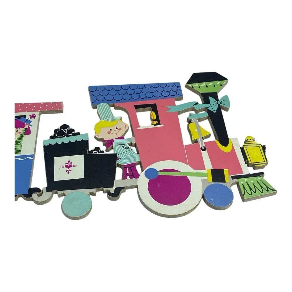 VTG Dolly Toy Co Train Wall Puzzle 1950s‎ Pressboard Nursery Decor